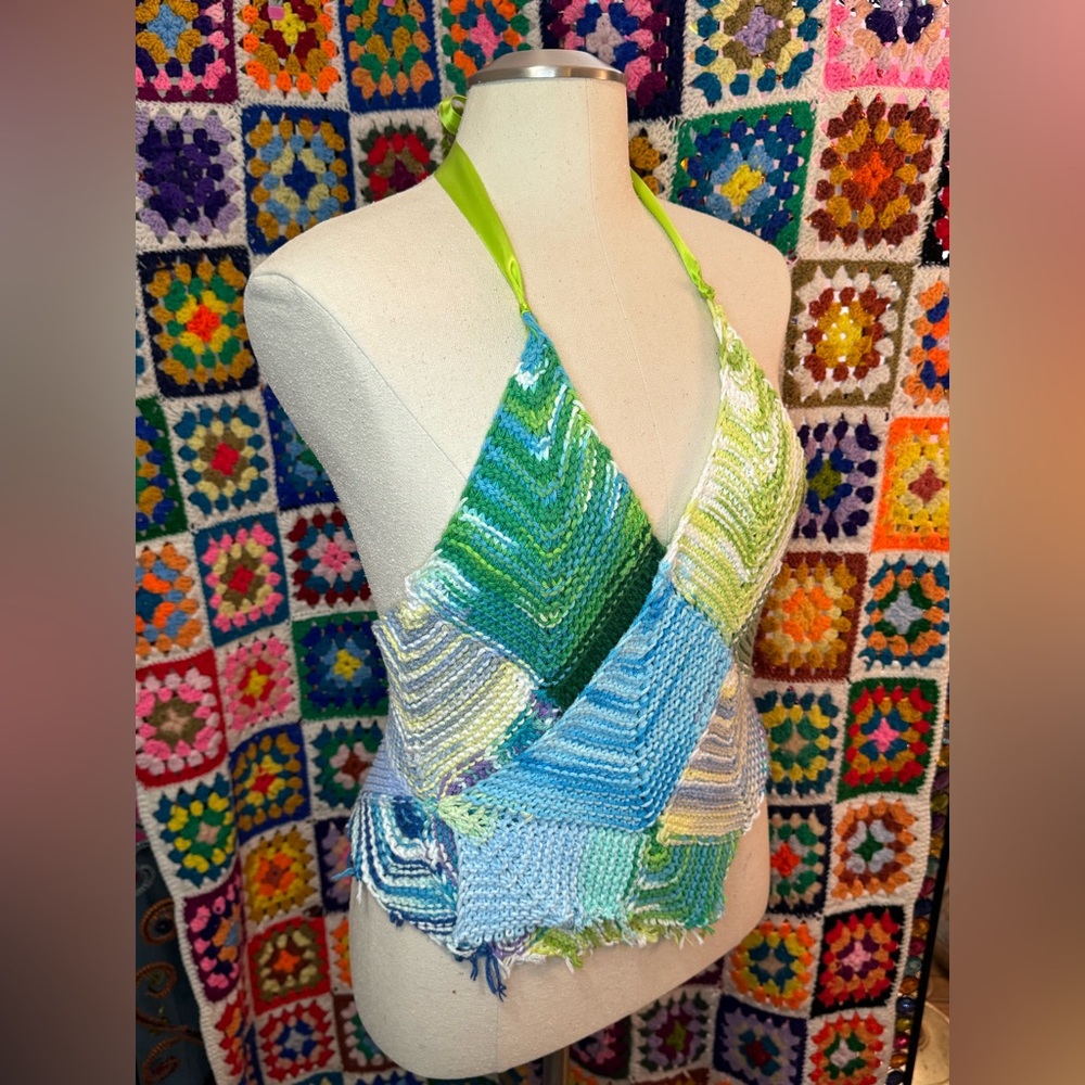 Handmade Reversible Crochet Wrap Halter Top